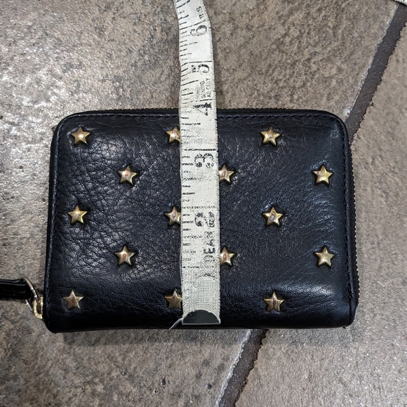 Fossil Leather Zip Around Star Detail Wallet Black - Picture 9 of 10